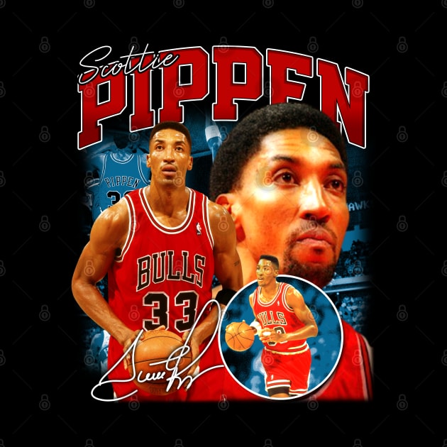 Scottie Pippen Basketball Legend Signature Vintage Retro 80s 90s Bootleg Rap Style by CarDE