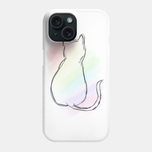 Sitting rainbow cat Phone Case