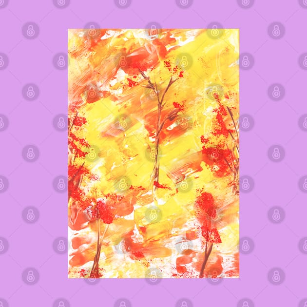 Landscape, autumn, leaf fall, nature. Encaustic, art decoration, sketch. by grafinya