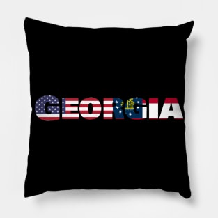 Georgia State Flag/America Flag Logo Pillow