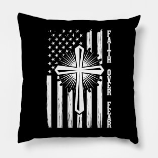 Faith over Fear, USA Flag, American Flag Pillow