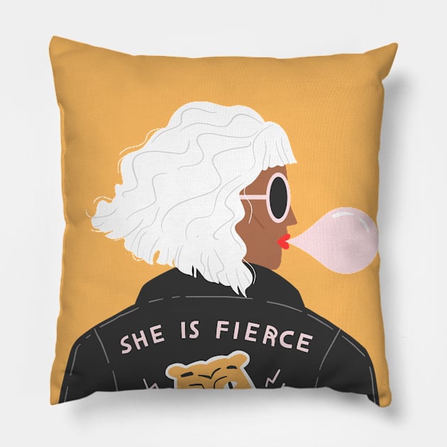 She is Fierce Pillow by Charly Clements