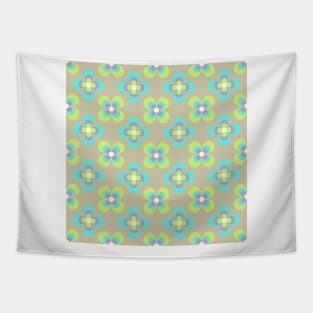 Floral Retro Neck Gator Aqua and Green Retro Floral Tapestry