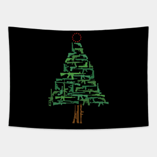 Gun Christmas Tree Tapestry
