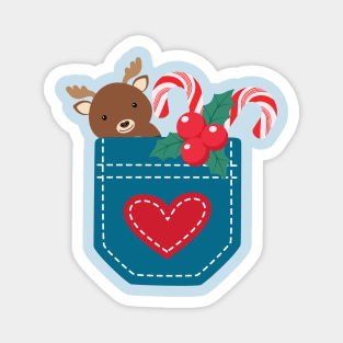 Cute Christmas Moose and peppermint pocket Magnet