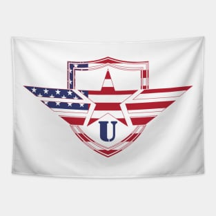 Letter U American Flag Monogram Initial Tapestry