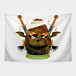 Spooky Halloween Pumpkin Head Tapestry