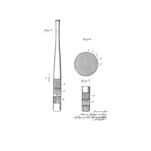 Baseball Bat Vintage Patent Drawing by TheYoungDesigns