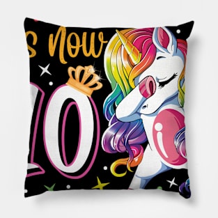 This Girl IS Now 10 Double Digits Dabbing Unicorn 10th Birthday Gift Pillow