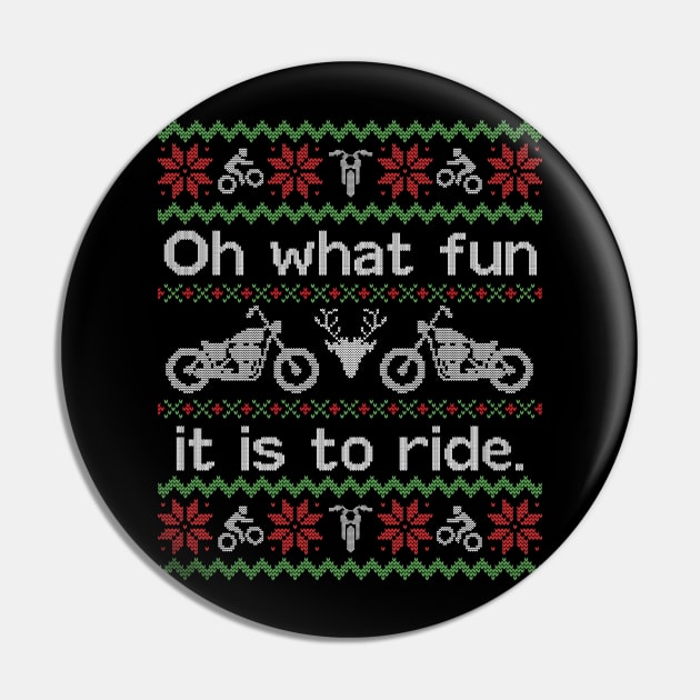 Ugly Christmas Sweater Fun to Ride a Motorcycle Biker Pin by HolidayoftheWeek