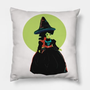 Cute little witch, Wicked Witch  Elphaba (Wizard of Oz) ready to go trick or treating. Pillow