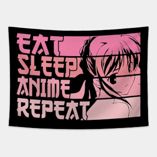 Eat Sleep Anime Repeat Kawaii Japan Otaku Girls Teenage Tapestry