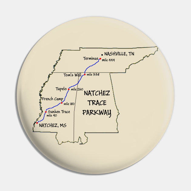 Natchez Trace Map Route