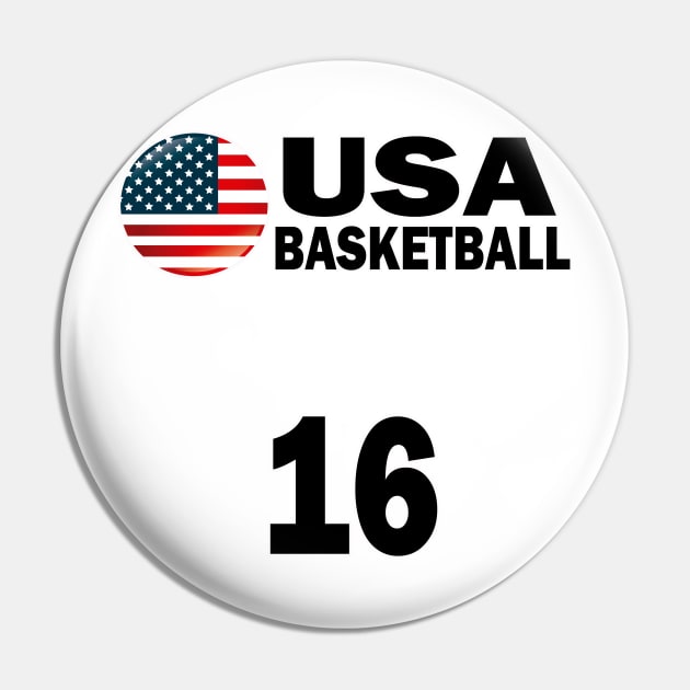 USA Basketball Number 16 T-shirt Design Pin by werdanepo