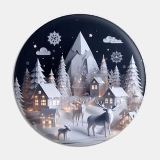 Delightful Paper Art Style Winter Wildlife Scene Pin