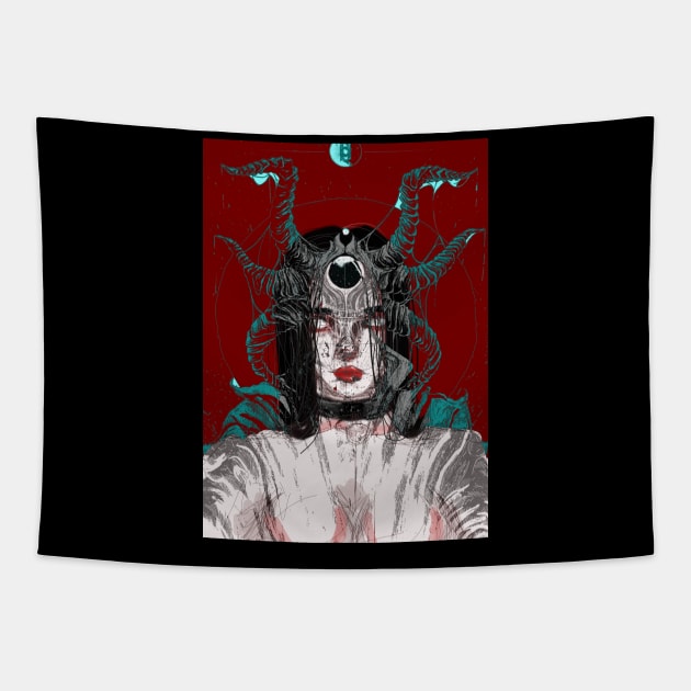 satan Tapestry by karjukai_art