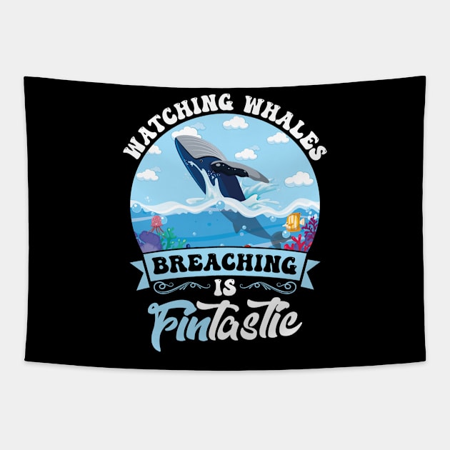 Watching Whales Breaching Is FINtastic Tapestry by Peco-Designs