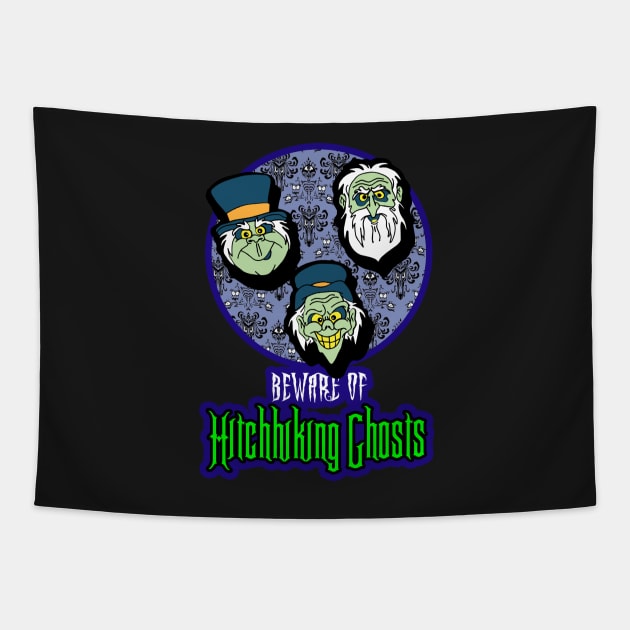 Beware of Hitchhiking Ghosts Tapestry by ZombeeMunkee