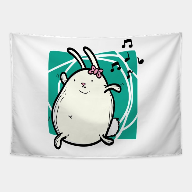 Dancing bunny aqua Tapestry by Namarqueza