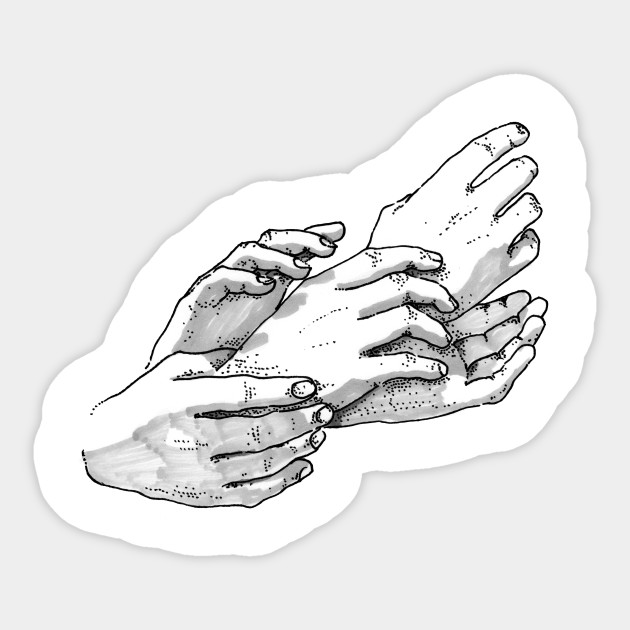 Hands Reaching Hands Sticker Teepublic Uk