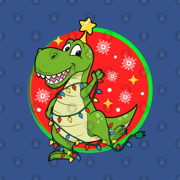 Disover Christmas Tree Lights T Rex Dinosaur Pajamas Adults Kids - Christmas T Rex - T-Shirt