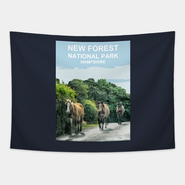 New Forest Ponies, National Park Hampshire England uk. Tapestry by BarbaraGlebska