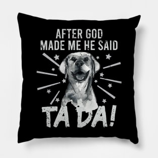 TaDa Vintage funny golden retriever with Distressed TaDa retro golden retriever Pillow