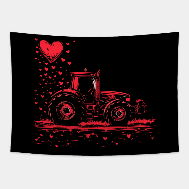 Vintage Tractor | Valentines Day Tapestry by Indigo Lake