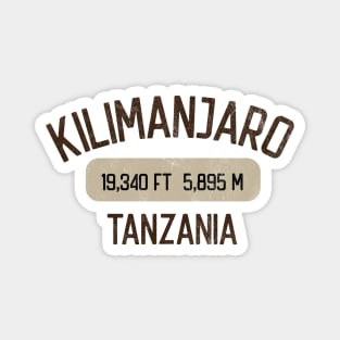 Mount Kilimanjaro - Tanzania - Highest Peak in Africa - Brown Retro Magnet