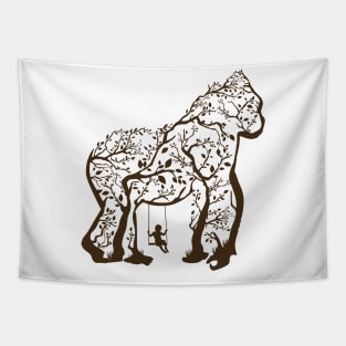 gorilla tree illustration swing Tapestry