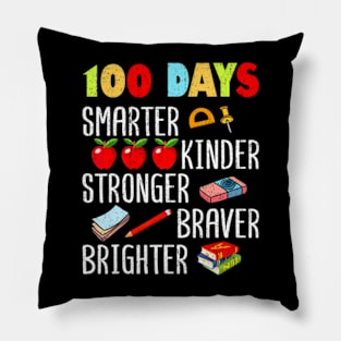 Smarter Kinder Stronger Brighter 100 Days Of School Teacher Pillow