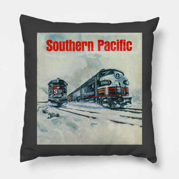 Southern Pacific Retro Locomotives Pillow by Bonita Vista Photography