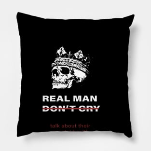 men don't cry talk about their mental health :homor men quote 2020 gift idea Pillow