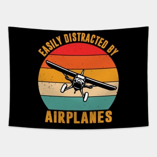 Easily Distracted By Airplanes Shirt Airplane Pilot Aviation Tapestry