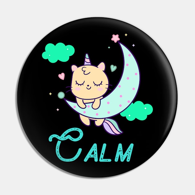 Calm Unicorn Cats Funny Gift for girl birthday Pin by Fashion Style