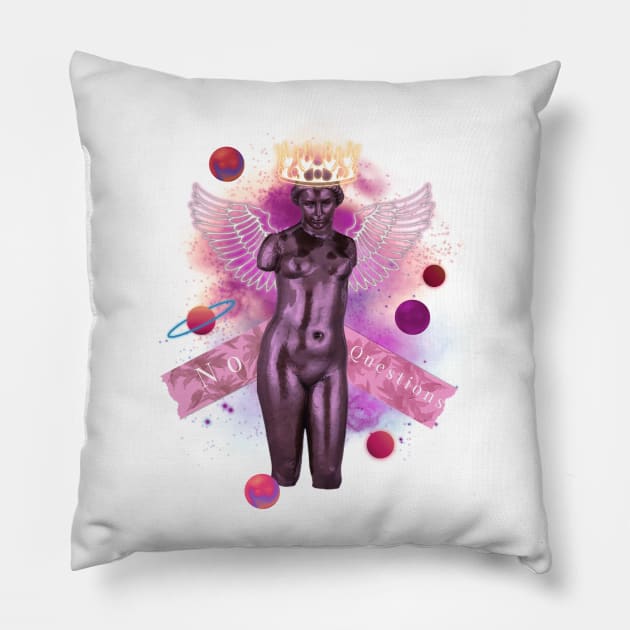 Greek stone floral design No questions planet queen of the universe pink Pillow by VantaTheArtist