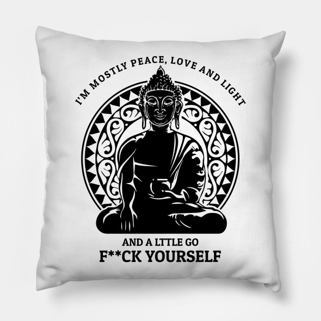 'I'm Mostly Peace Love And Light' Hippie Peace Retro Gift Pillow by ourwackyhome