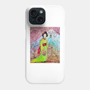 Japanese Girl in The Sakura Garden Phone Case