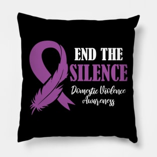 Stop Violence End the Silenc, Family Domestic Violence Awareness Purple Ribbon Pillow