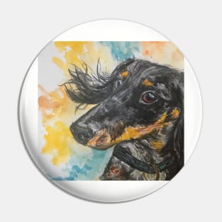 Sausage dog , watercolour background Pin