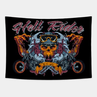 biker skull head with crossed french keys tools Tapestry