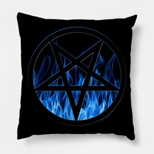 Blue Flames of Hell - Pentagram! Pillow