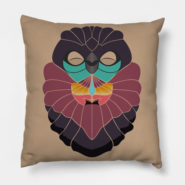 Praying Owl V1 Pillow by SunGraphicsLab