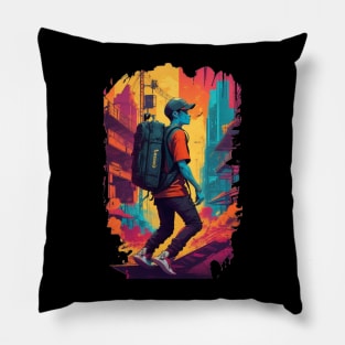 Urban Wanderlust - Embrace Exploration and Adventure Pillow