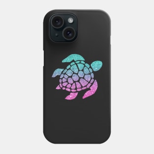Bright Pink Aqua Ombre Faux Glitter Turtle Phone Case