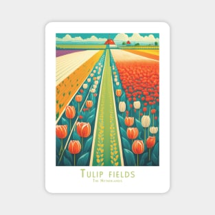 Colorful Dutch Tulip Fields in Retro Vintage Style Magnet