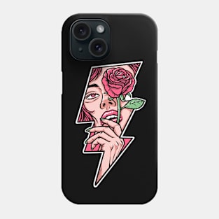 beautiful woman holding rose flower Phone Case