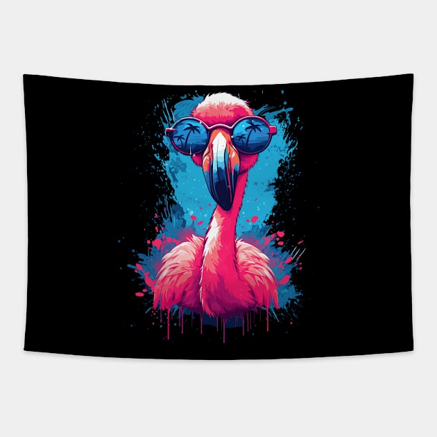 Sunglasses Flamingo Gifts Beach Summer Funny Flamingo Tapestry by KsuAnn