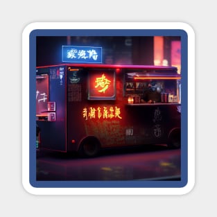 Cyberpunk Tokyo Ramen Food Truck Magnet