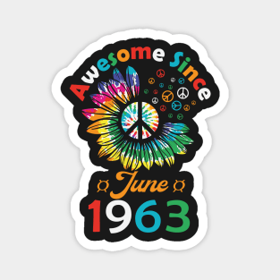 Funny Birthday Quote, Awesome Since June 1963, Retro Birthday Magnet